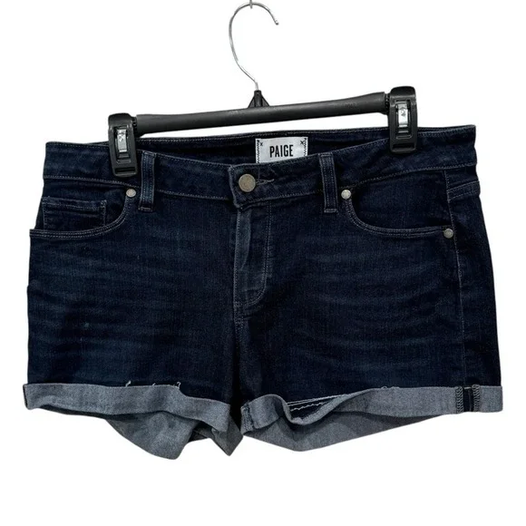 Paige Dark Wash Denim Shorts‎ Womens Cuffed Hem Casual Size 29